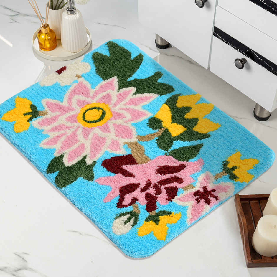 Saral Home Nature Super Soft Microfibre Bath Mat 38x60 cm Anti Skid Green