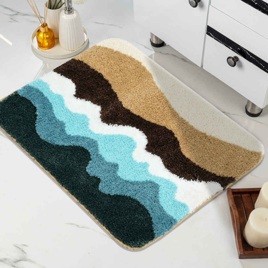 Saral Home Wave Super Soft Microfibre Door Mat 38x60 cm Anti Skid