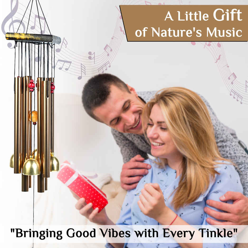 HINDCRAFT Golden Soothing Wind Chimes for Bedroom and Living Room Spiritual Home Decor for Peace