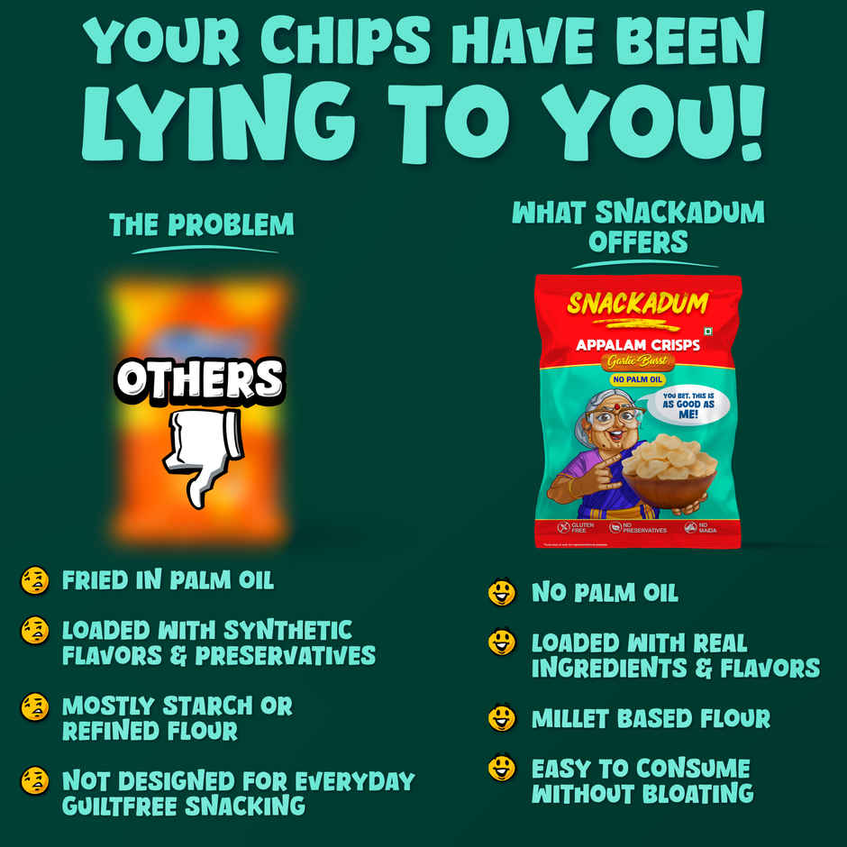 Snackadum Appalam Crisps | Garlic Burst