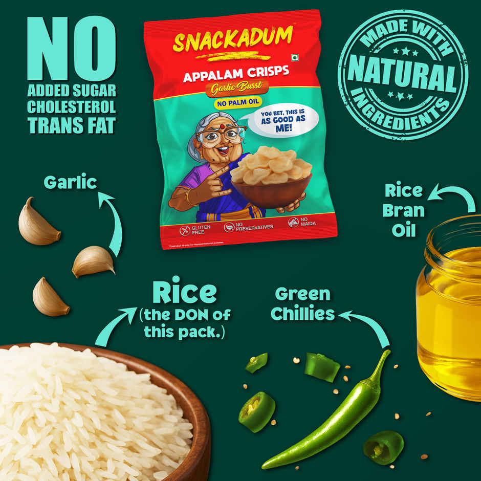 Snackadum Appalam Crisps | Garlic Burst