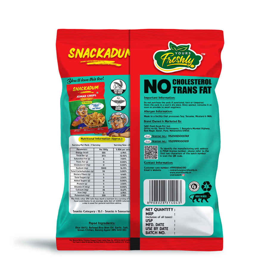 Snackadum Appalam Crisps | Garlic Burst