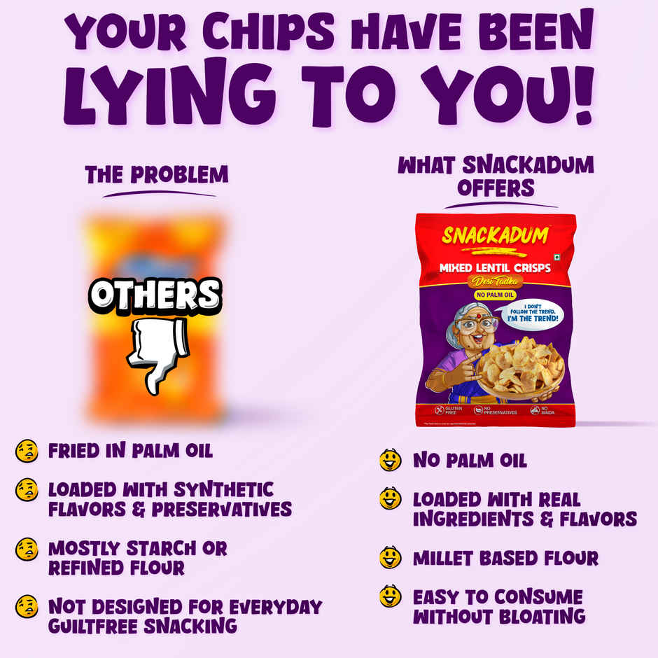 Snackadum Mixed Lentil Crisps | Desi Tadka