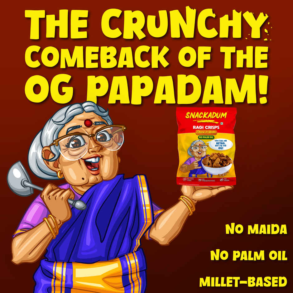 Snackadum Ragi - Zesty Cheese - Ready to Eat - Chips