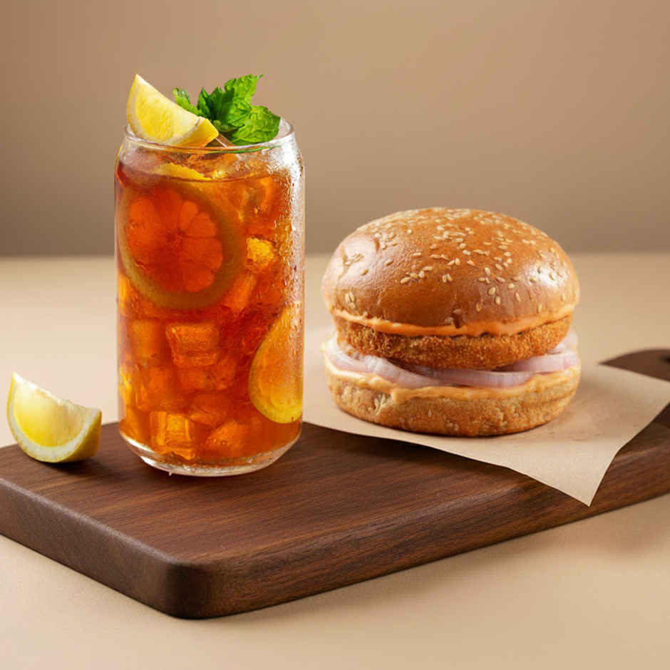 Veg Classic Burger + Lemon Iced Tea 250ml