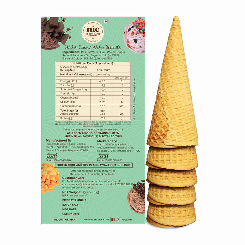 NIC Wafer Cones | Preservative Free | No Artificial Flavors