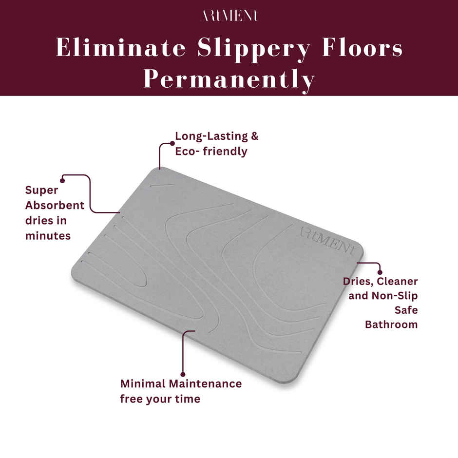 The Artment Non-Slip Super Absorbent Diatomaceous Earth Stone Bath Mat For Home Decor