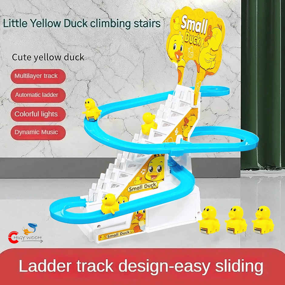 Chigy Wooh Duck Slide Toy Set for Kids | Stair-Climbing Ducklings Race Track