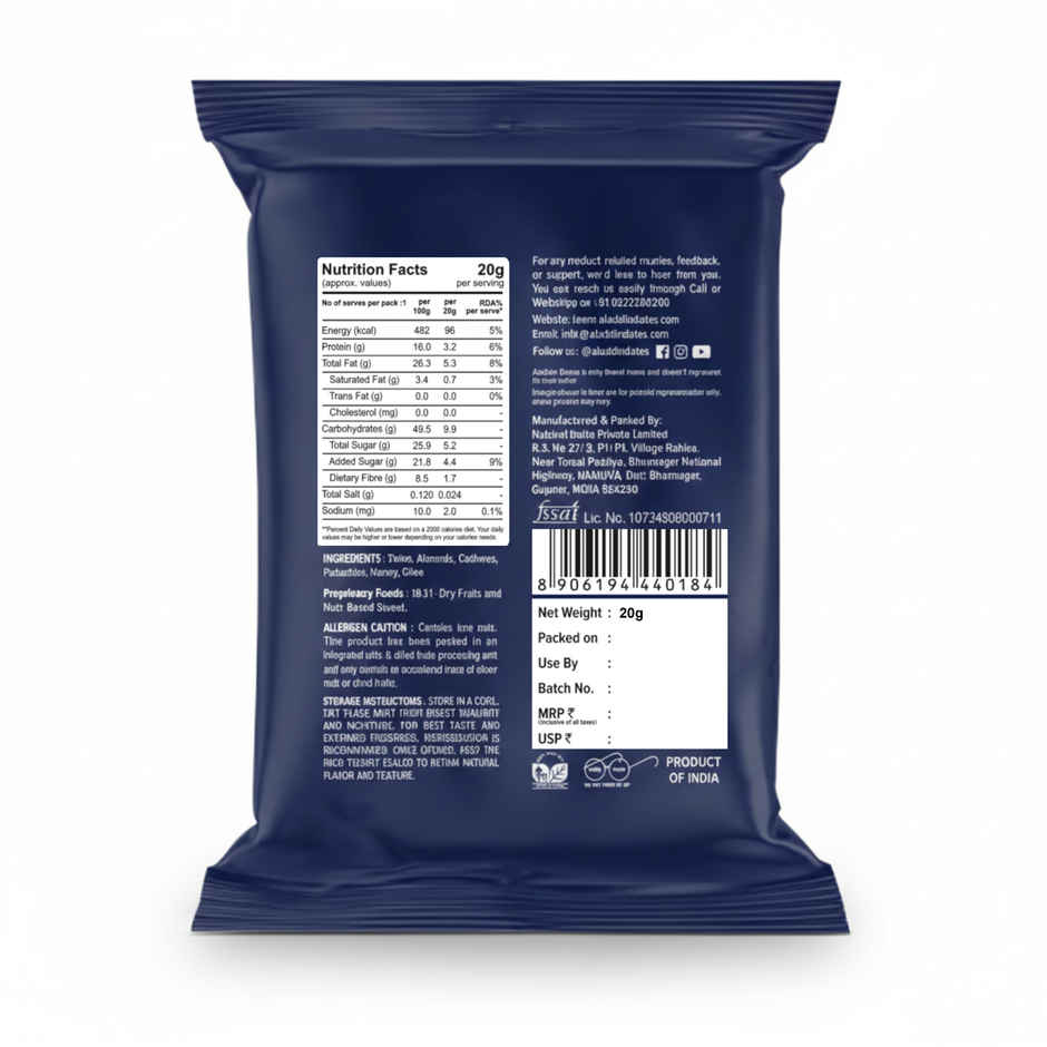 Aladdin Dates Dateable Bites Dry Fruit Barfi