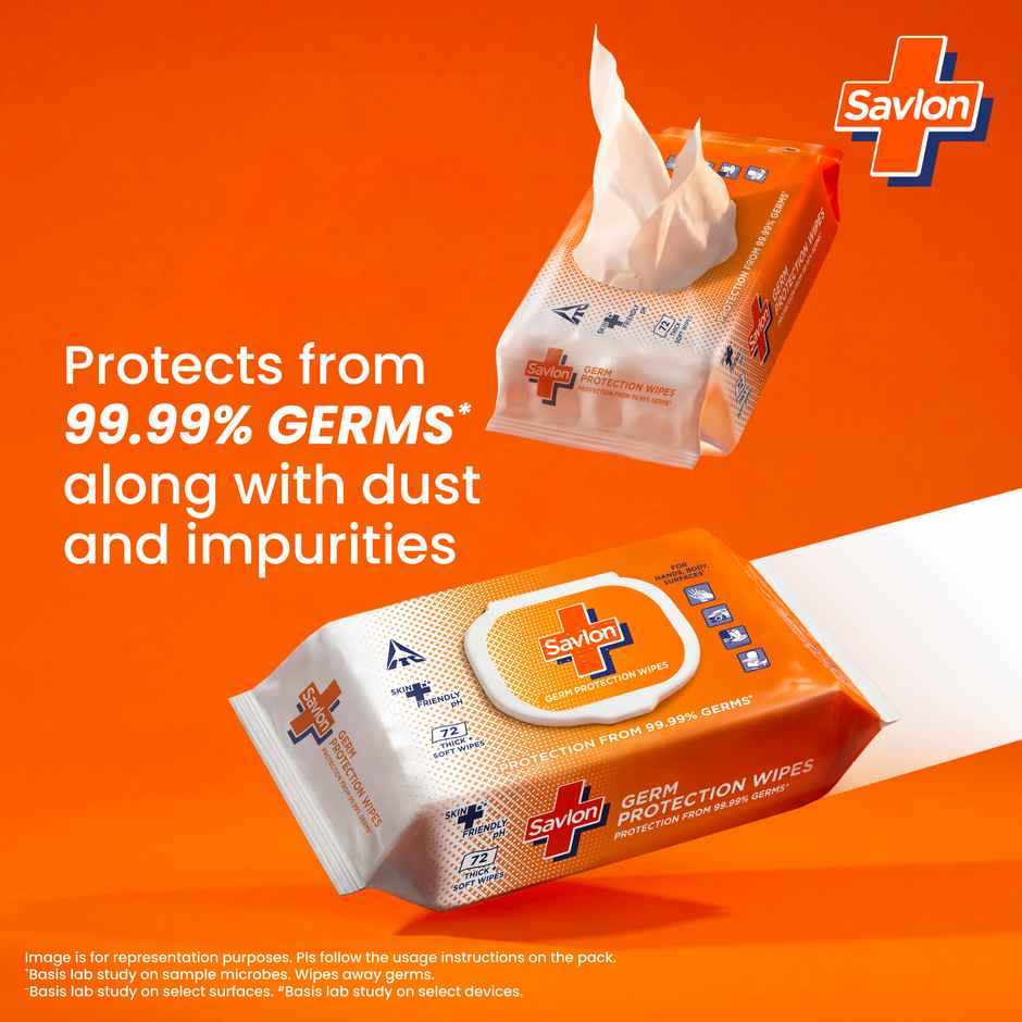 Savlon Wet Wipes| 99.99% Germ Protection | Fliptop| Skin & Surface | Value Pack