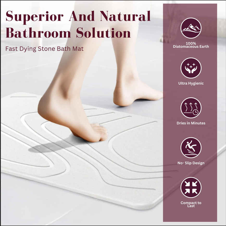 The Artment Non-Slip Super Absorbent Diatomaceous Earth Stone Bath Mat For Home Decor