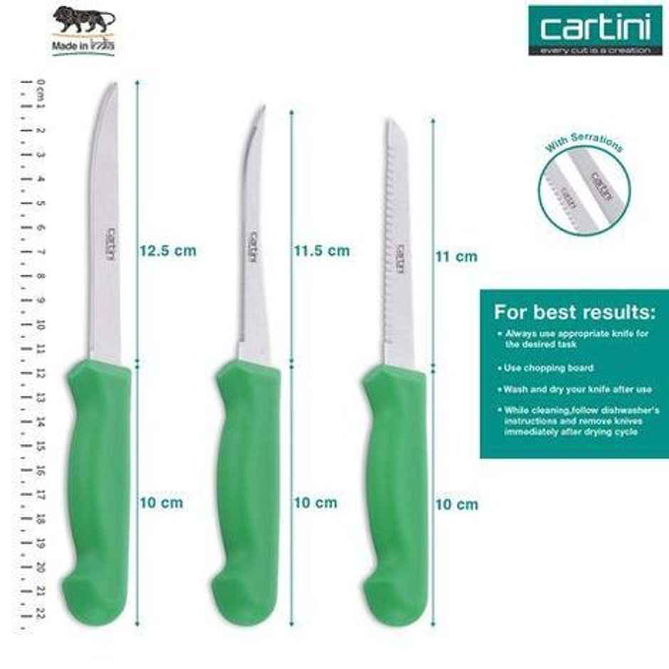 Godrej Cartini Kitchen Stainless Steel Knife Set (3 Pieces, assorted colour)