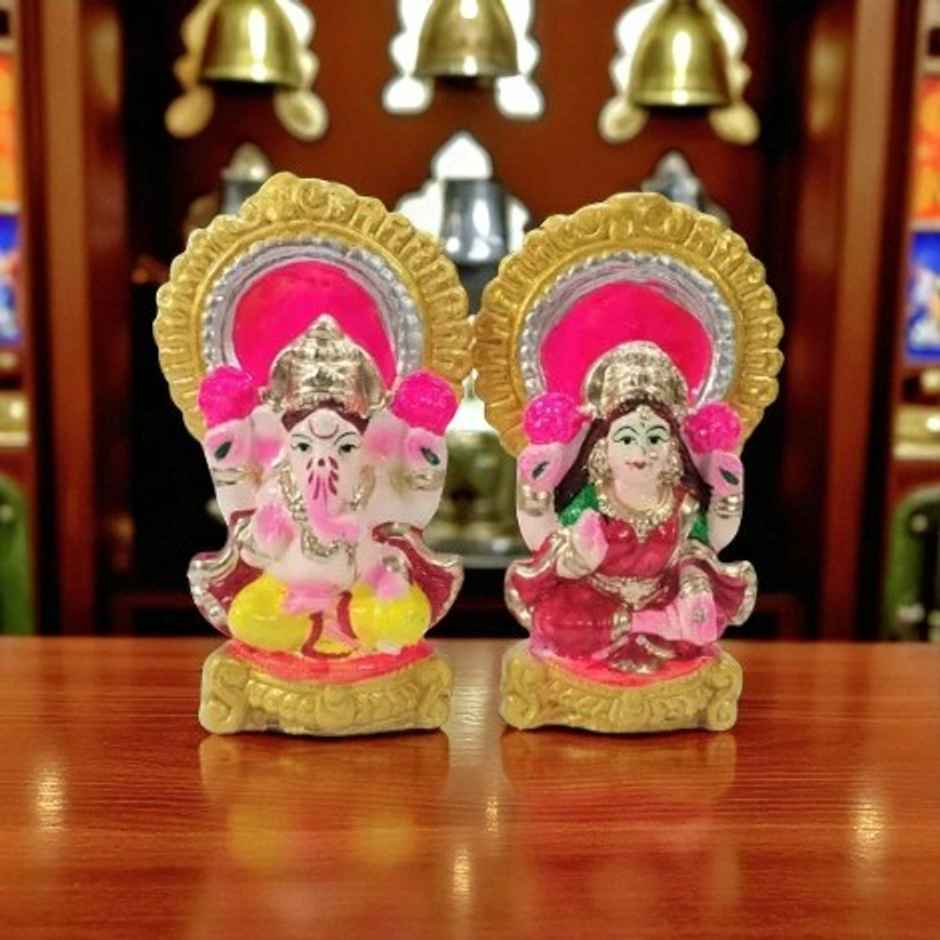 Eco-Friendly | Colour | Laxmi Ganesh Set | Design 2 | 5 inch | Pichai
