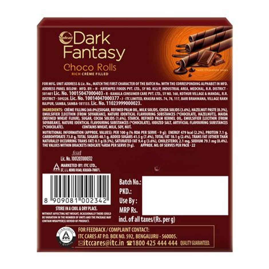 Sunfeast Dark Fantasy Choco Rolls | Crunchy Wafer Rolls