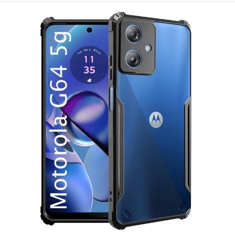 Kwine Case Motorola Moto G54 / G64 Back Cover - Black Bordered Transparent Case