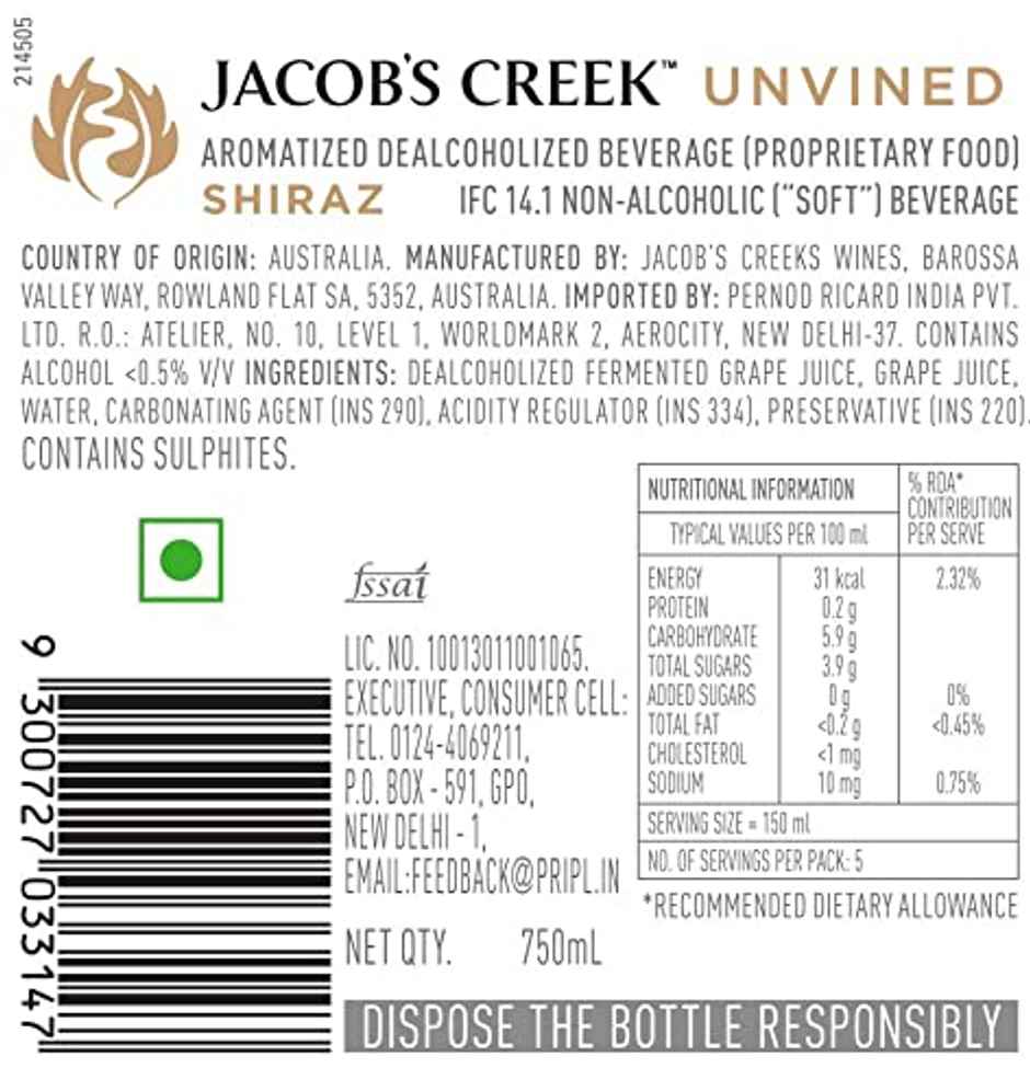 Jacob's Creek Imported Red Grape Non-Alcoholic Still Wine