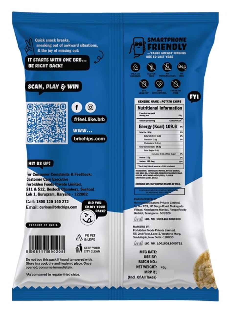 BRB Potato Popped Chips - Salt & Pepper Flavour