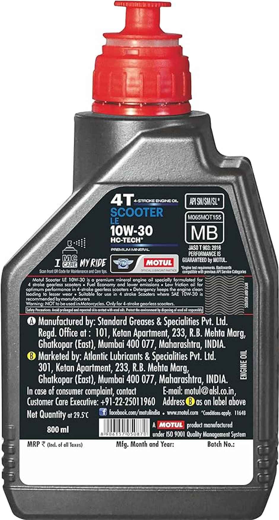 Motul Scooter LE 10W30 Engine Oil | 800 ml