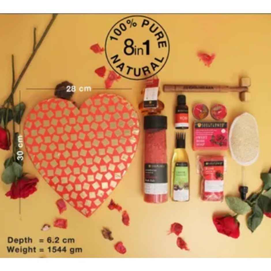 Soulflower Mothers Day Heart Bath Gift Set with Rose | Self Care Hamper for Her 1.0 PIECE
