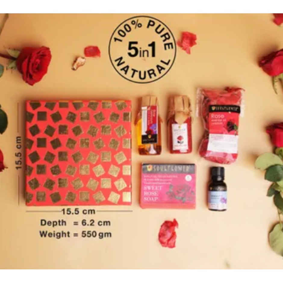 Soulflower Mothers Day Rose Glow Gift Set for Her | Beauty and Self Care Hamper 1.0 PIECE