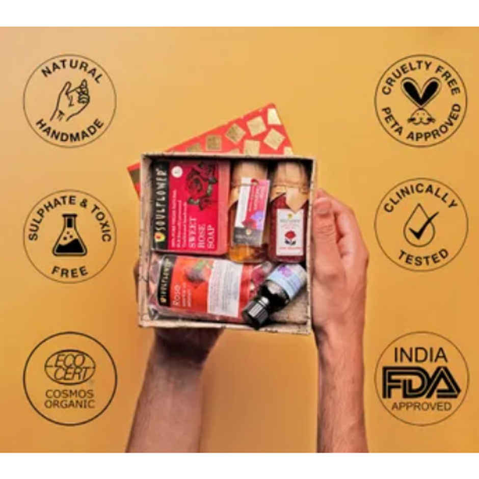 Soulflower Womens Day Rose Glow Gift Set for Her | Beauty & Self Care Hamper