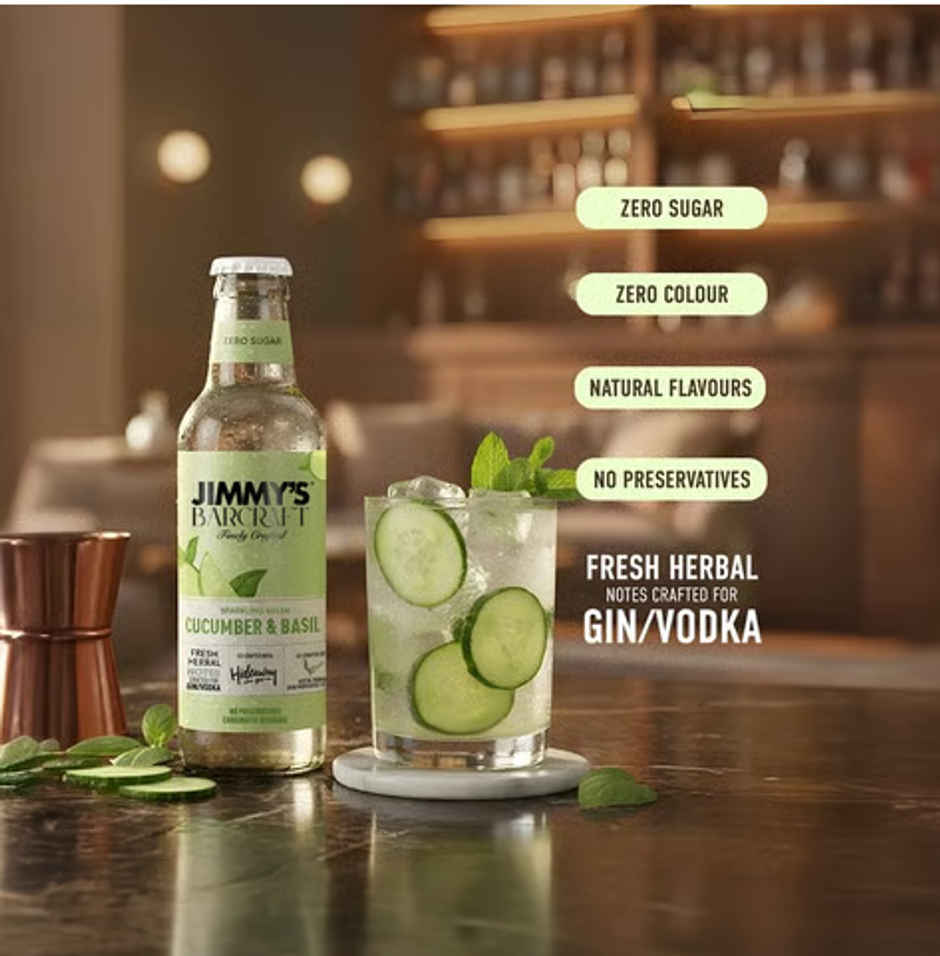 Jimmy's Barcraft Zero Sugar Sparkling Drink Mixer | Cucumber & Basil