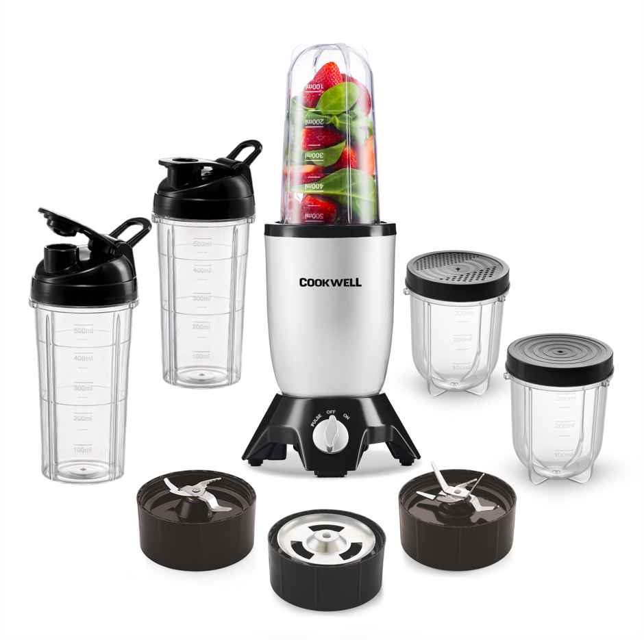 Cookwell Bullet  Juicer Mixer Grinder Nutri Blender 600W - 5 Jars & 3 Blades | Silver