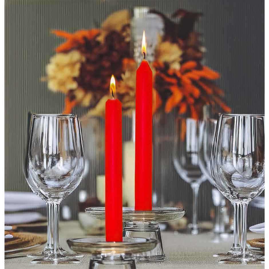 Dinner Decorative Candles | Pack of 4 | Red | Home Decor | Pan Aromas