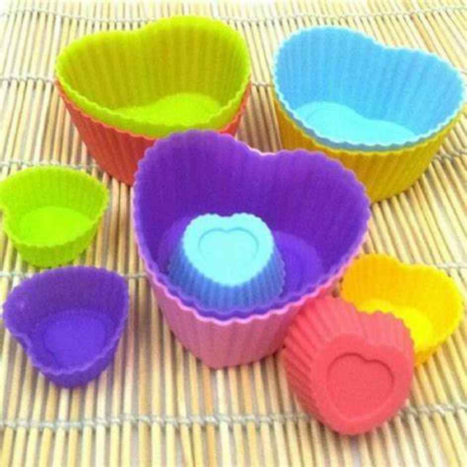 Spine Silicone Muffin Mould Heart Shape- Set Of 6