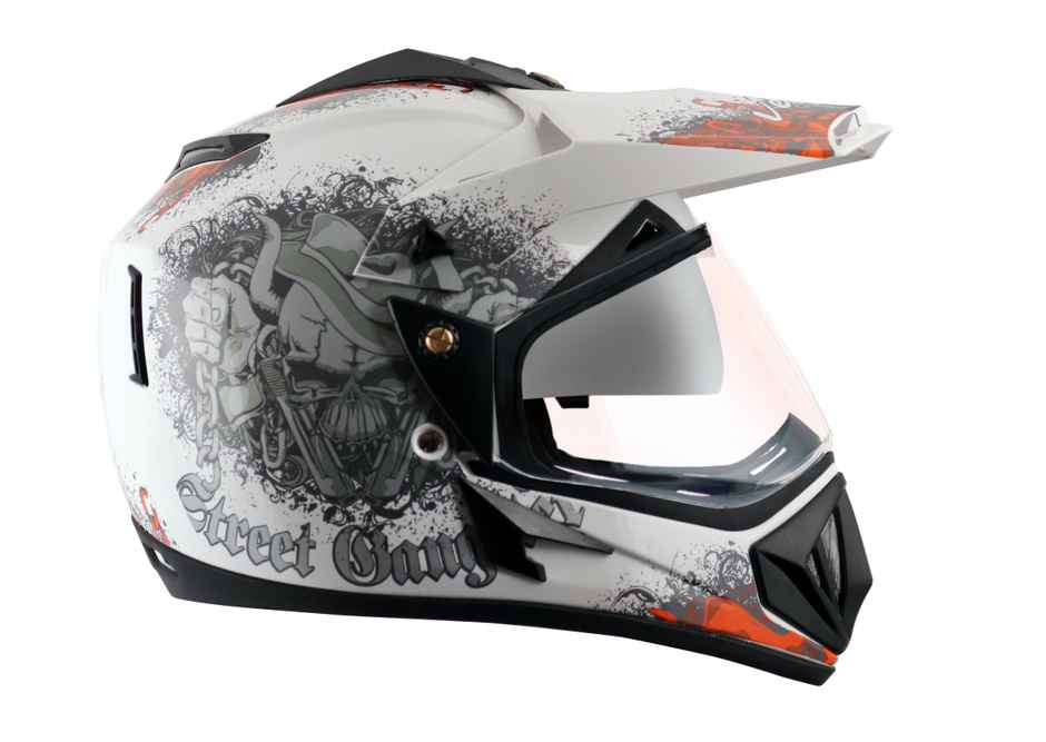 Vega Off Road D/V Gangster Lightweight Full Face Helmet- White Orange - M