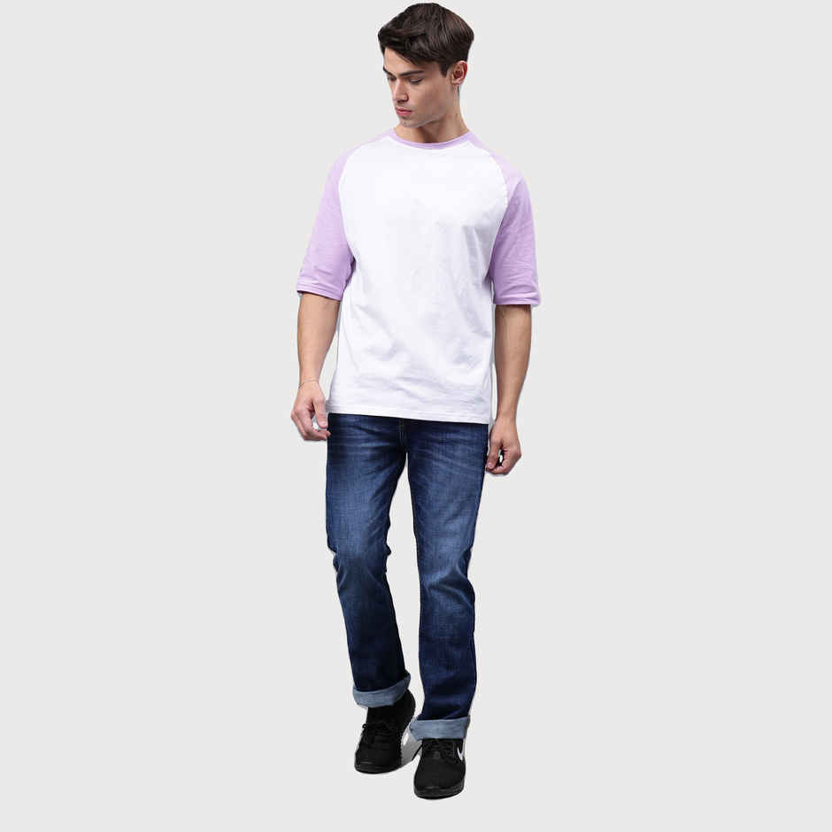 Mad Over Print Men's Colourblock T-shirt | Lavendar - M