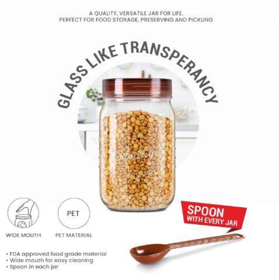 Milton Plastic Vintage Pet Jar Set Of 2, 1000 ml Each, Transparent