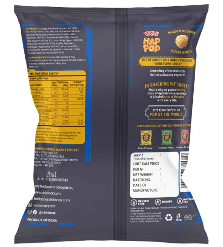 Vikiki Snak HapPop Ready to Eat Popcorn | Caramel Crunch