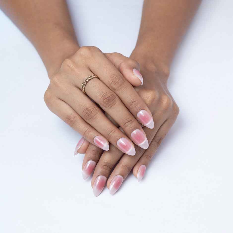 Pep Nails Berry Medium Almond Pink Cat Eye Reusable Press On Nails 30 Nail Tips