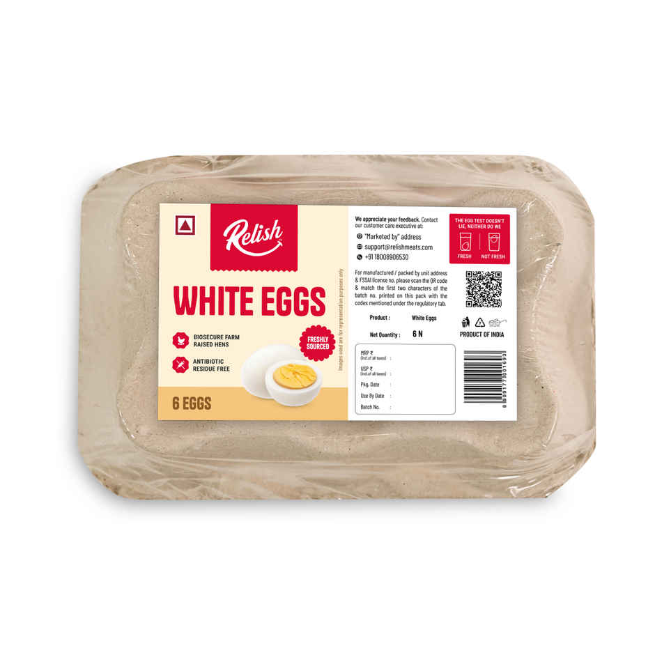 Relish Chicken Curry Cut Without Skin (500g) & Relish White Eggs - Pack Of 6 (6pc) Combo 