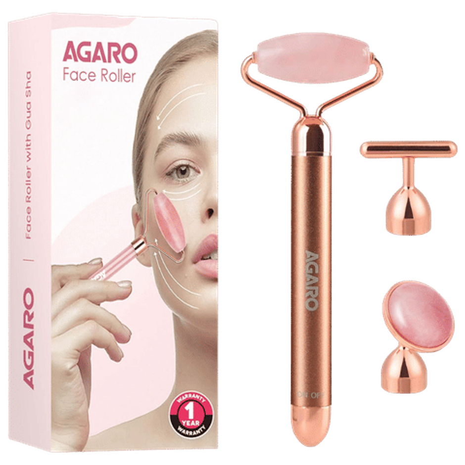 Agaro 3-In-1 Electric Rose Quartz Face Roller Kit