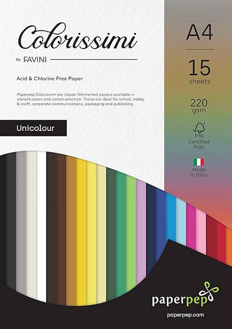 Paperpep Colorissimi 220Gsm Card Stock A4 Nero (Black) Unicolor 15 Sheets