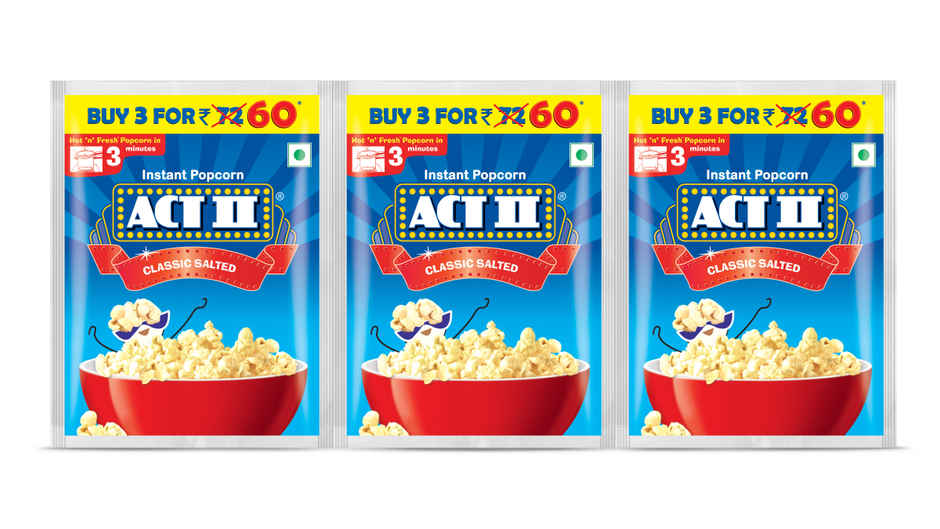 Act II Instant Popcorn - Classic Salted, Combo Pack of 3, Hot & Fresh in 3 Mins Combo