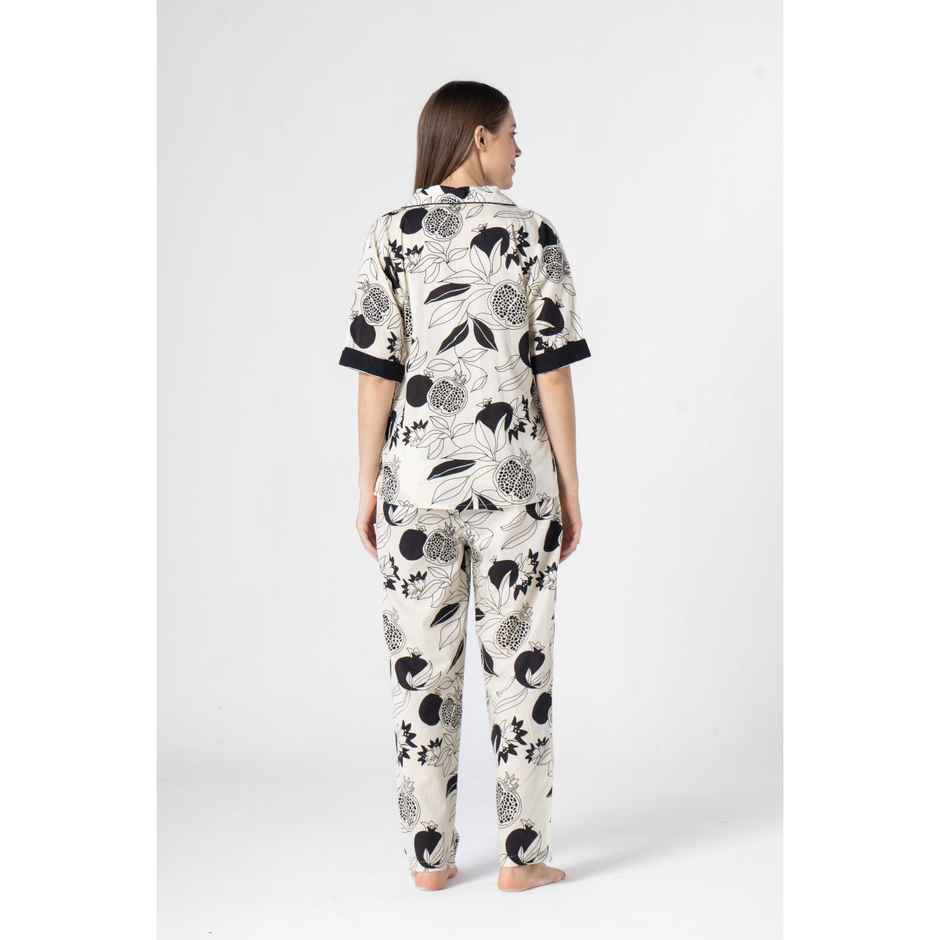 Sanskrutihomes Women Tropical Multicolor Printed Pure Cotton Night Suit SE-NSP-738 | XL