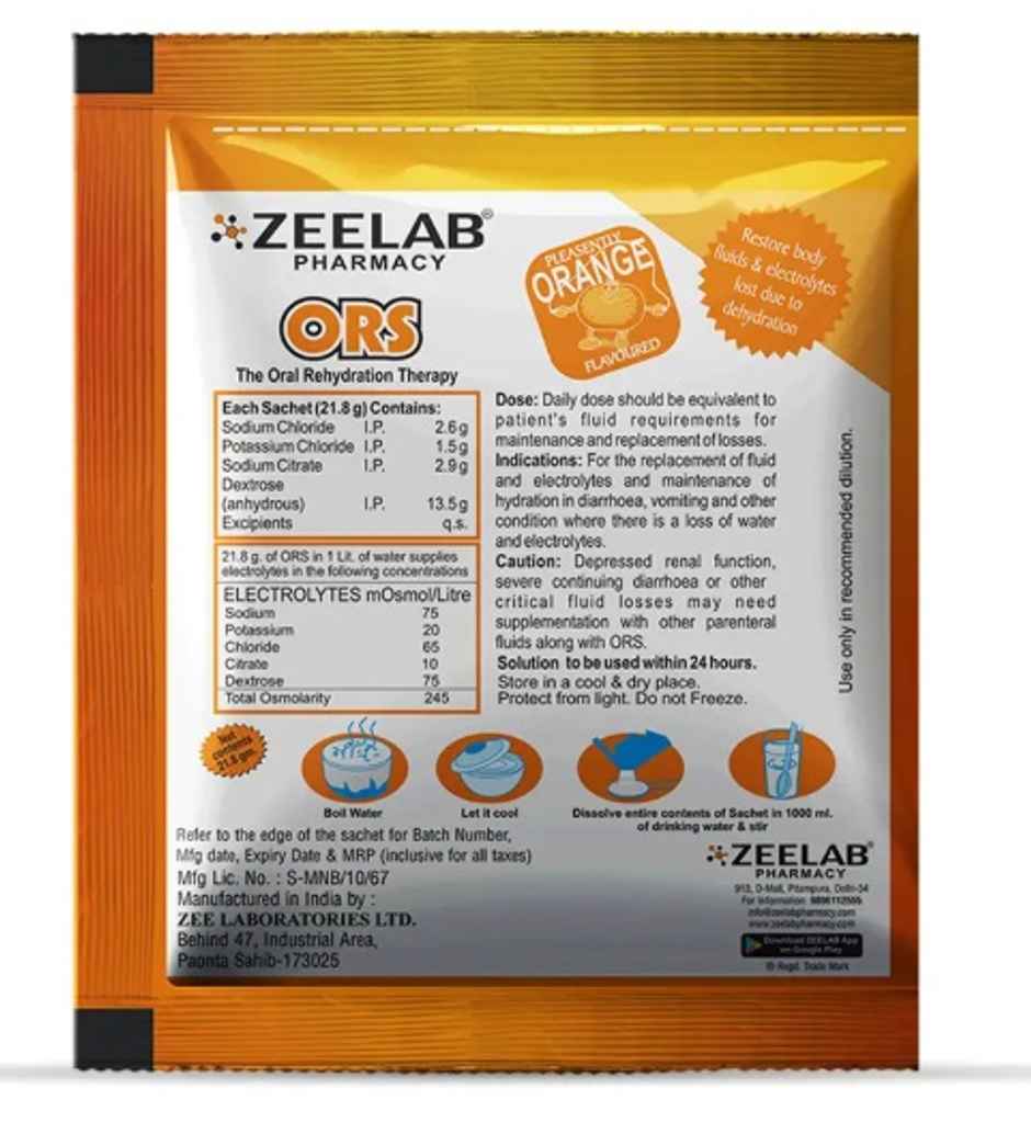 Zeelab ORS Pleasently Orange Flavour Powder
