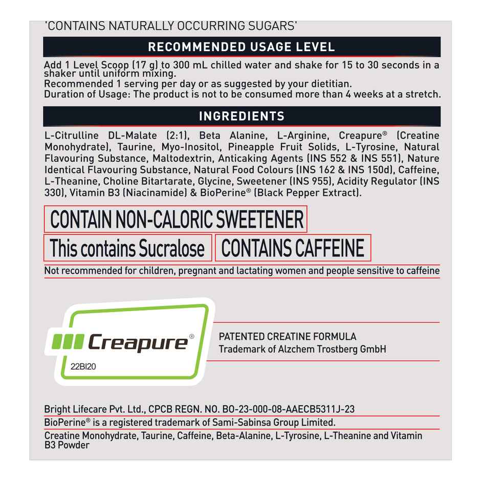 MuscleBlaze Pre Workout WrathX, (Fruit Fury, 30 Servings)