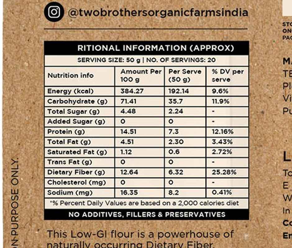 Two Brothers Organic Farms Khapli Multigrain Atta | 8 grains in 1