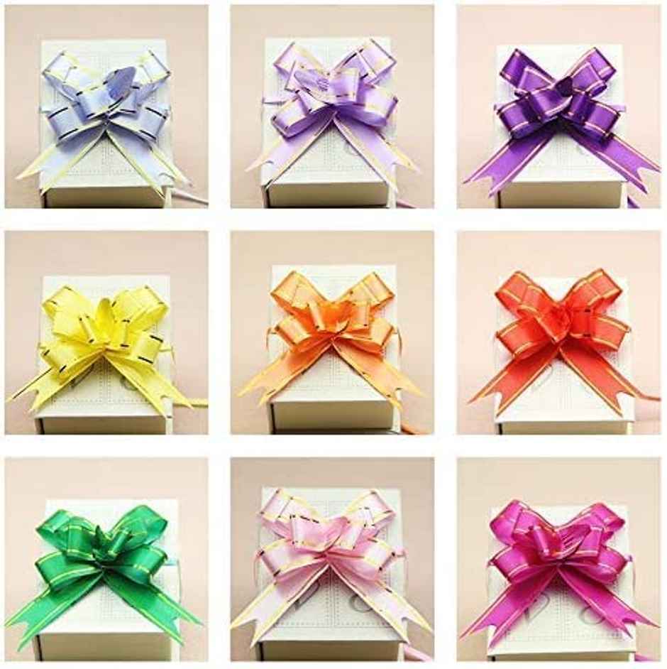 ABK Gift Bow Ribbon | 50 mm | Multicolour | 10 Pcs Pack | Assorted Design