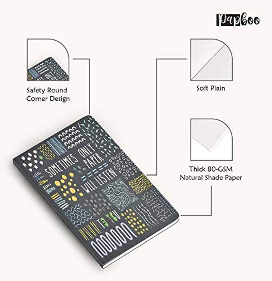 Papboo Unruled Soft Bound Notebook Matte Finished Cover (120 Pages, 21 x 15 cm, 80 Gsm)