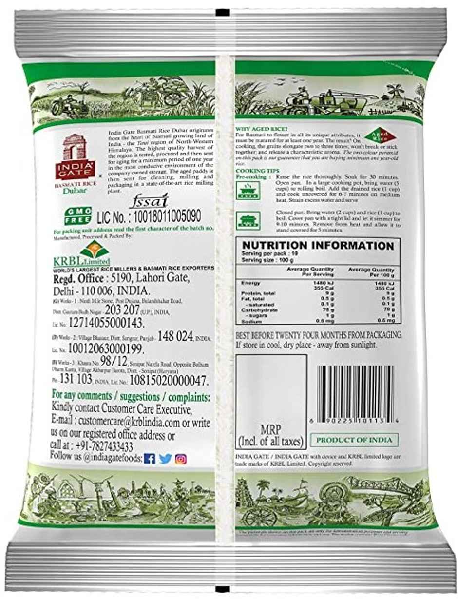 India Gate Flavourful and Fine Dubar Basmati Rice | Long and Slender Grains | Naturally Aged Combo