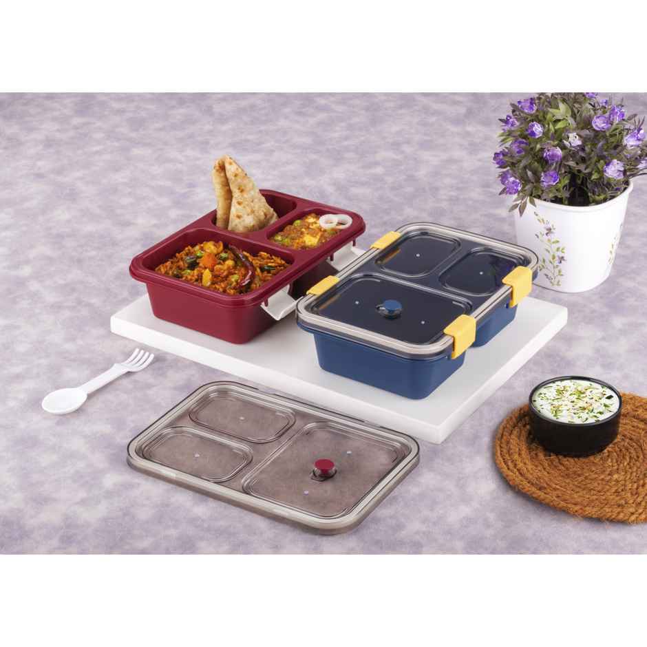 2Mech Kids Plastic Lunchbox | Spoon & Fork | 2 Containers