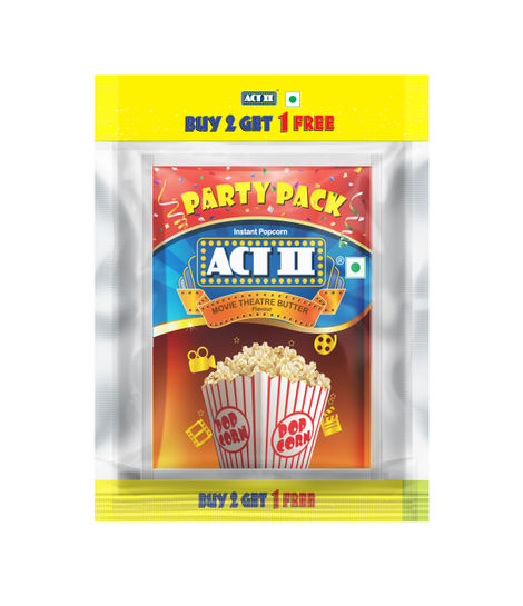 ACT II Instant Popcorn - Movie Theatre Butter, Buy 2 Get 1 free offer, Party Pack, Hot & Fresh in 3 mins