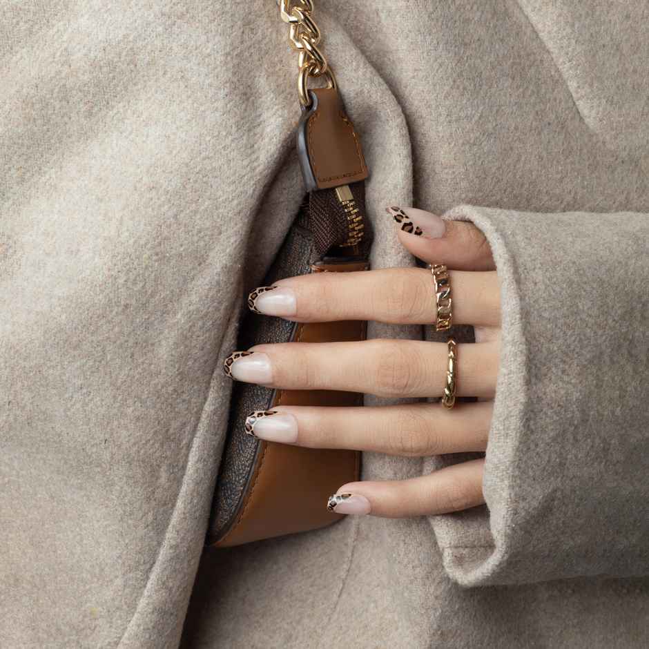 Pep Nails Safari Chic Medium Square Animal Print Soft Gel Reusable Press On Nails | 30 Nail Tips