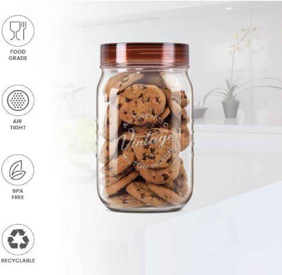 Milton Plastic Vintage Pet Jar Set Of 2, 1000 ml Each, Transparent