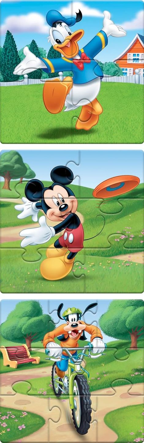 Frank Mickey Mouse & Friends - A Set Of 3 First Puzzles - 4, 6 & 8 Pieces